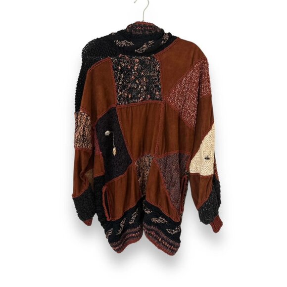 Amy Penzell Vintage 80s Patchwork Sweater Cardigan - Size Medium - Picture 2 of 11